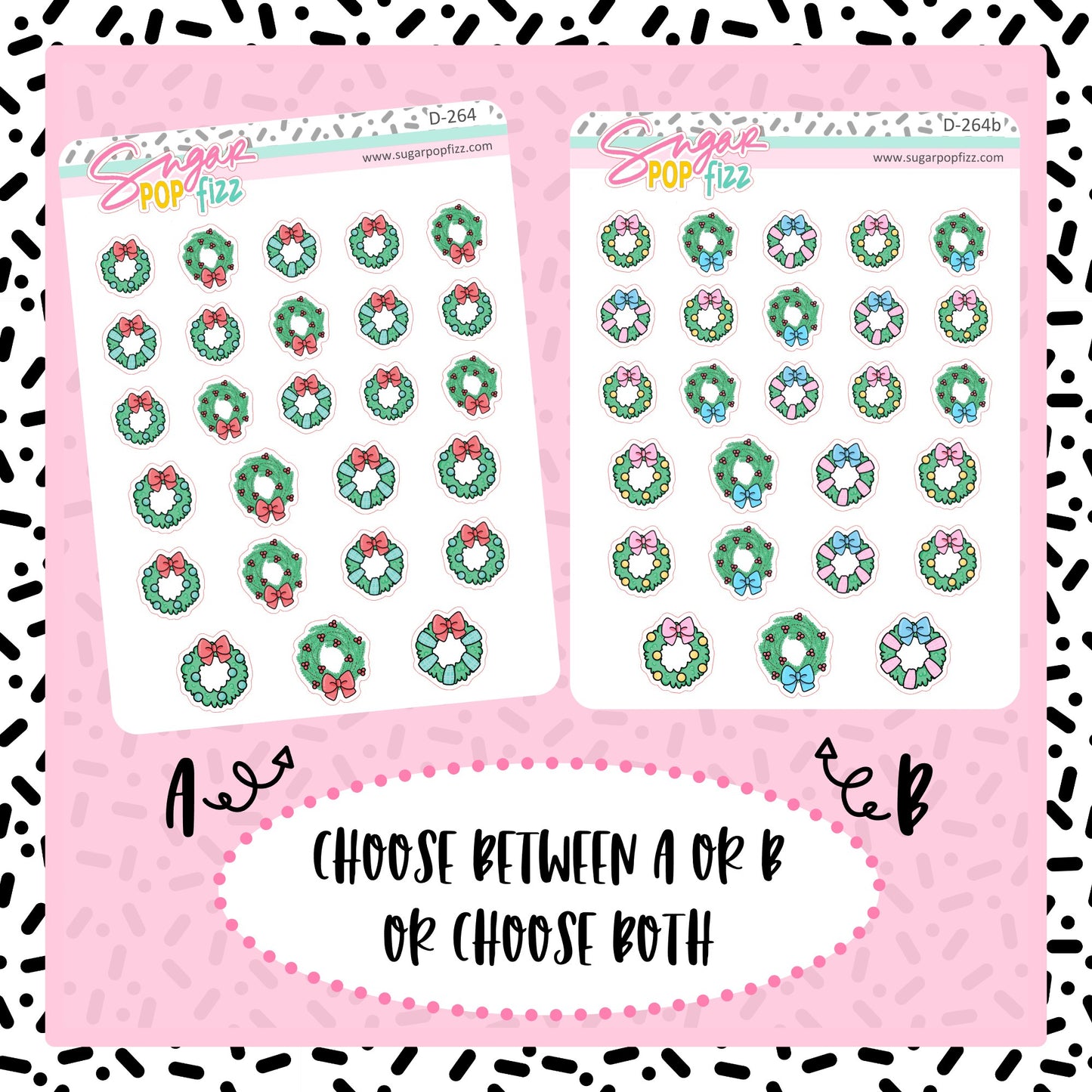 Holiday Wreath Doodle Stickers - D264