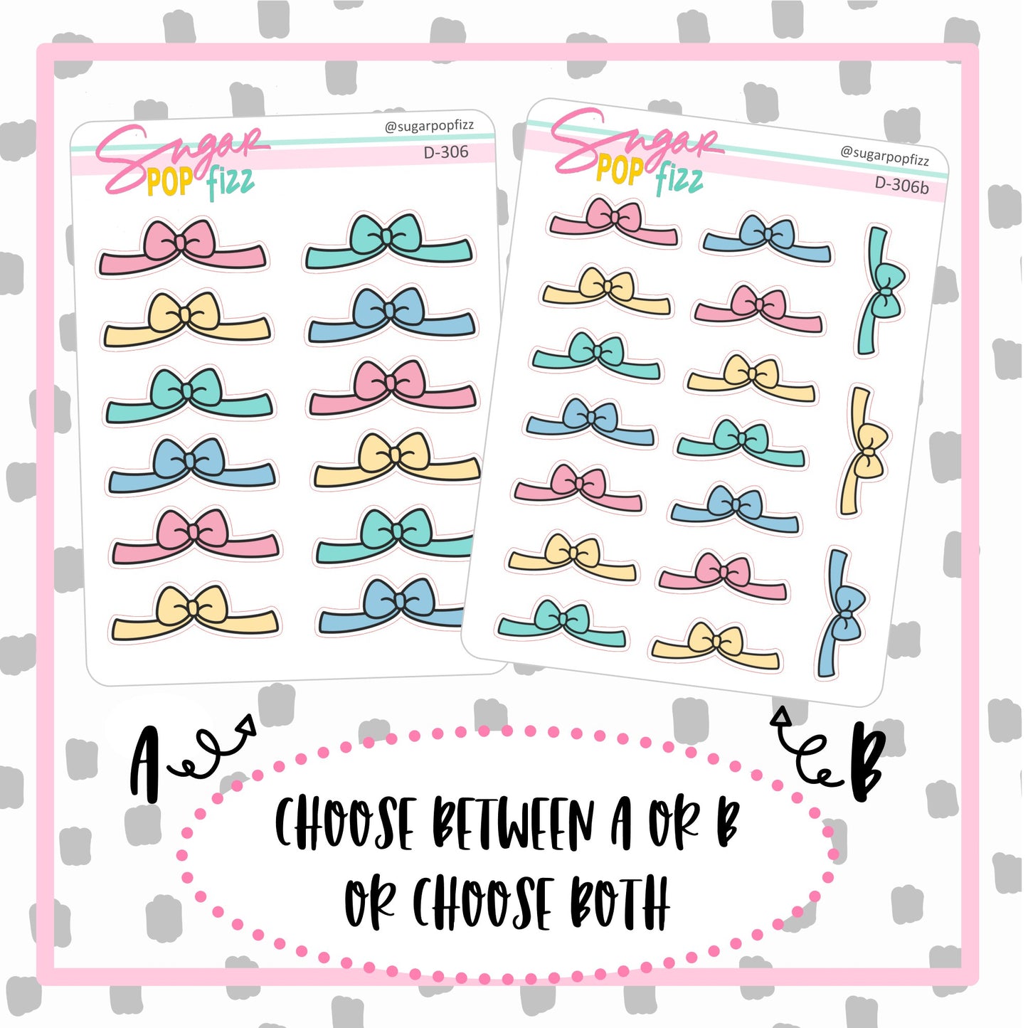 Spring Bow Divider Doodle Stickers - D306