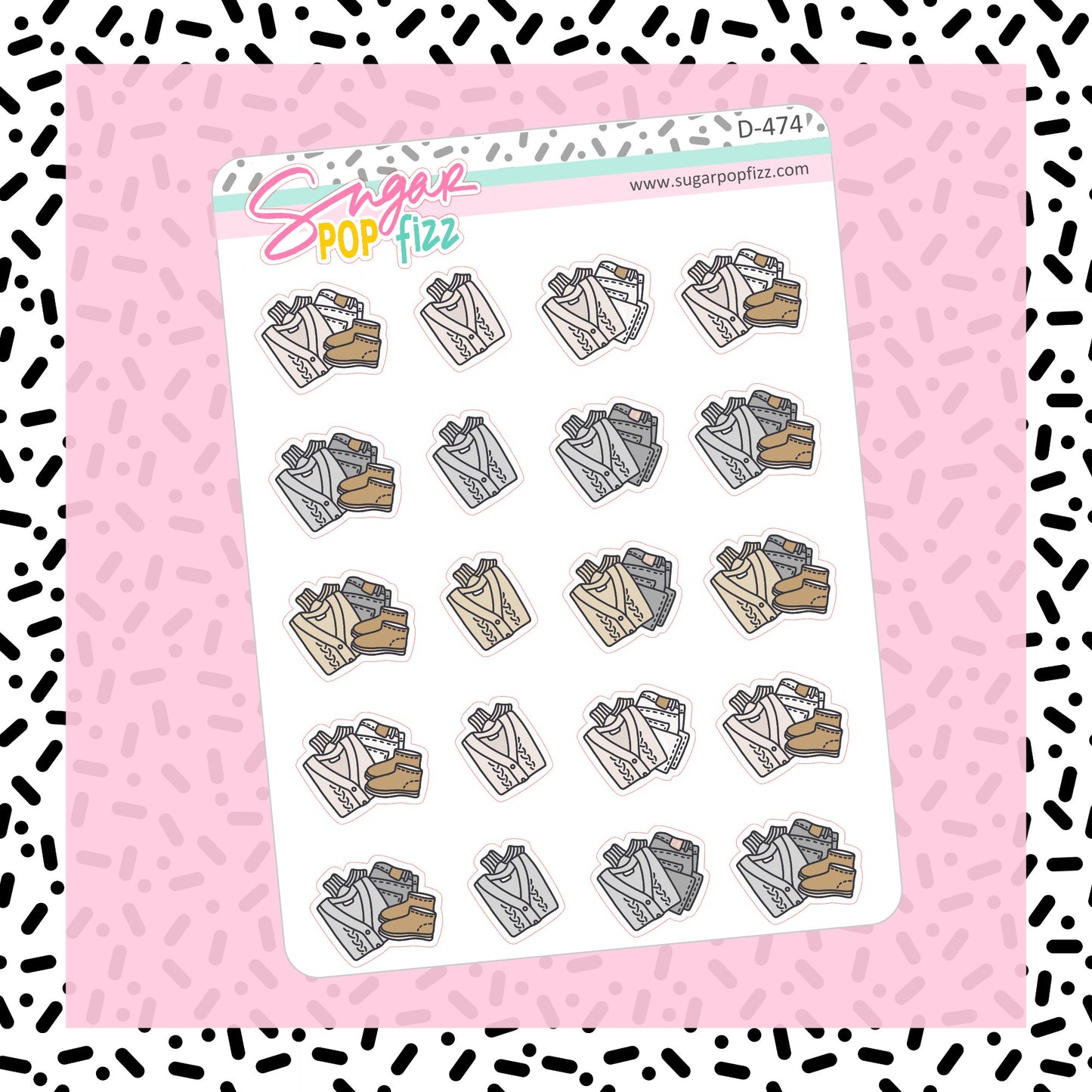 Fall Outfit Doodle Stickers - D474