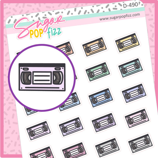 VHS Tape Doodle Stickers - D490
