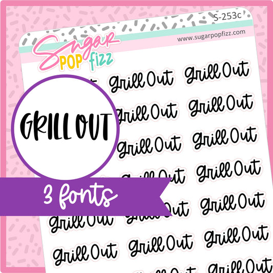 Grill Out Script Stickers - S253