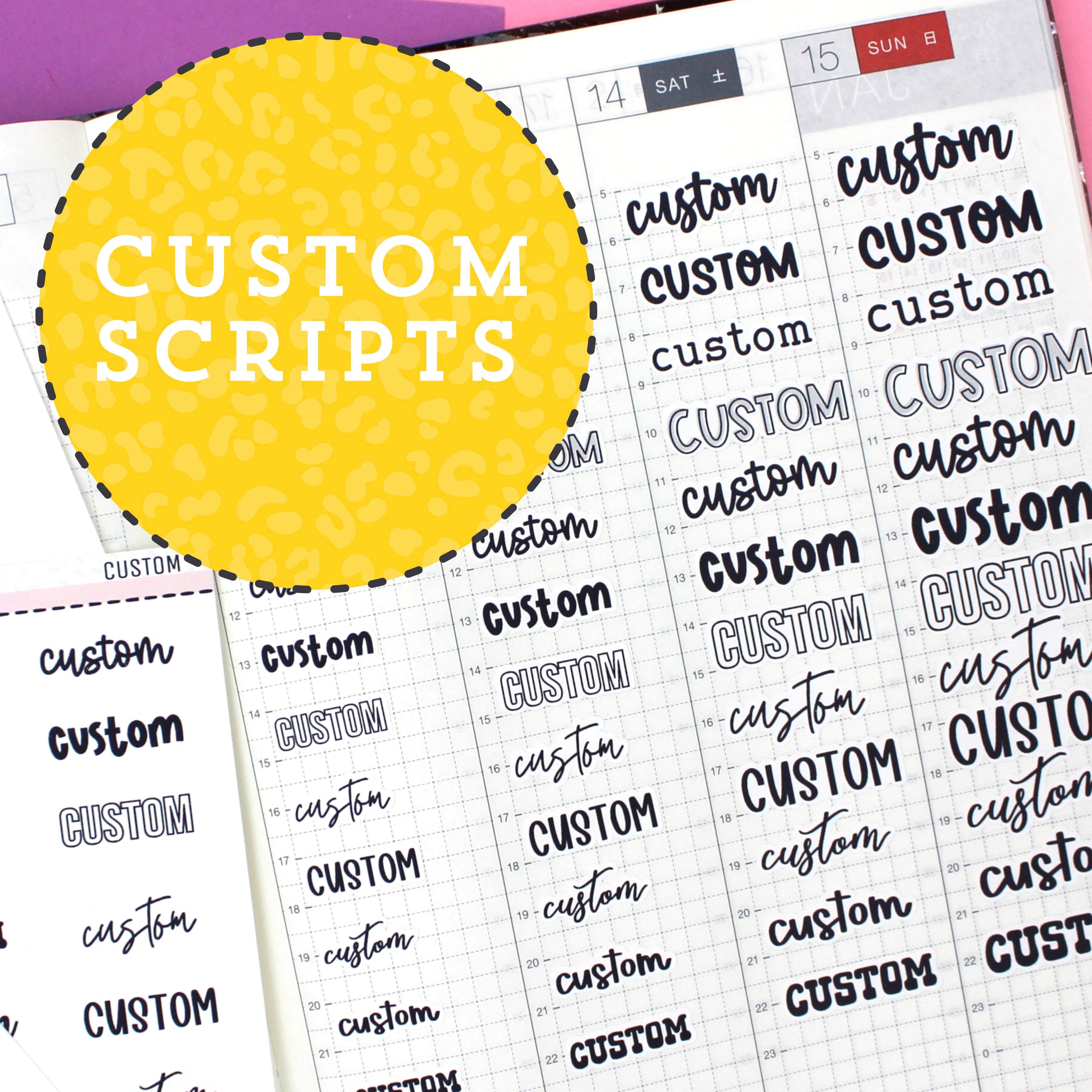 CUSTOM SCRIPT - choose your size & your font – Sugar Pop Fizz