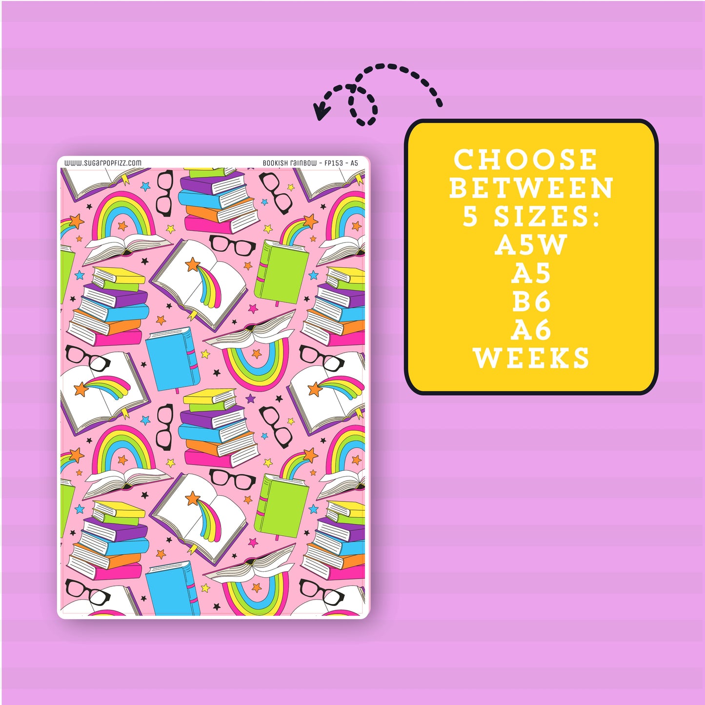 Bookish Rainbow - Full Page Sticker - FP153