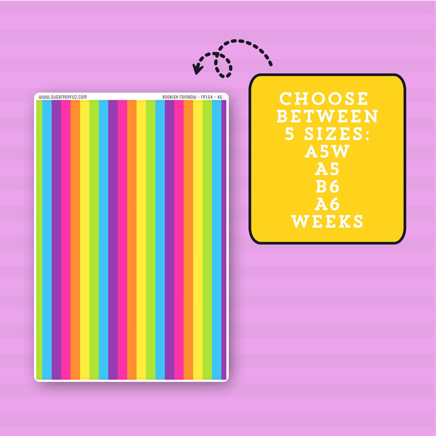 Rainbow Stripe - Full Page Sticker - FP154