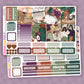 Sticker sheet with various designs on a purple background