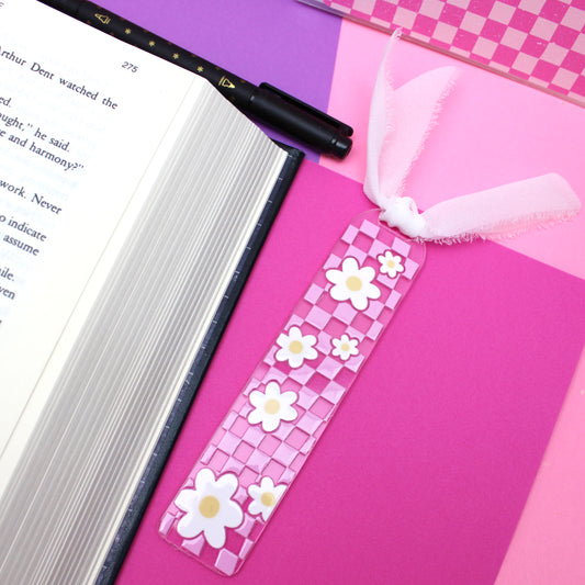 Checkered Daisies - Acrylic Bookmark