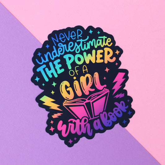 A Girl with Her Book LARGE Premium Matte Sticker -LDC113