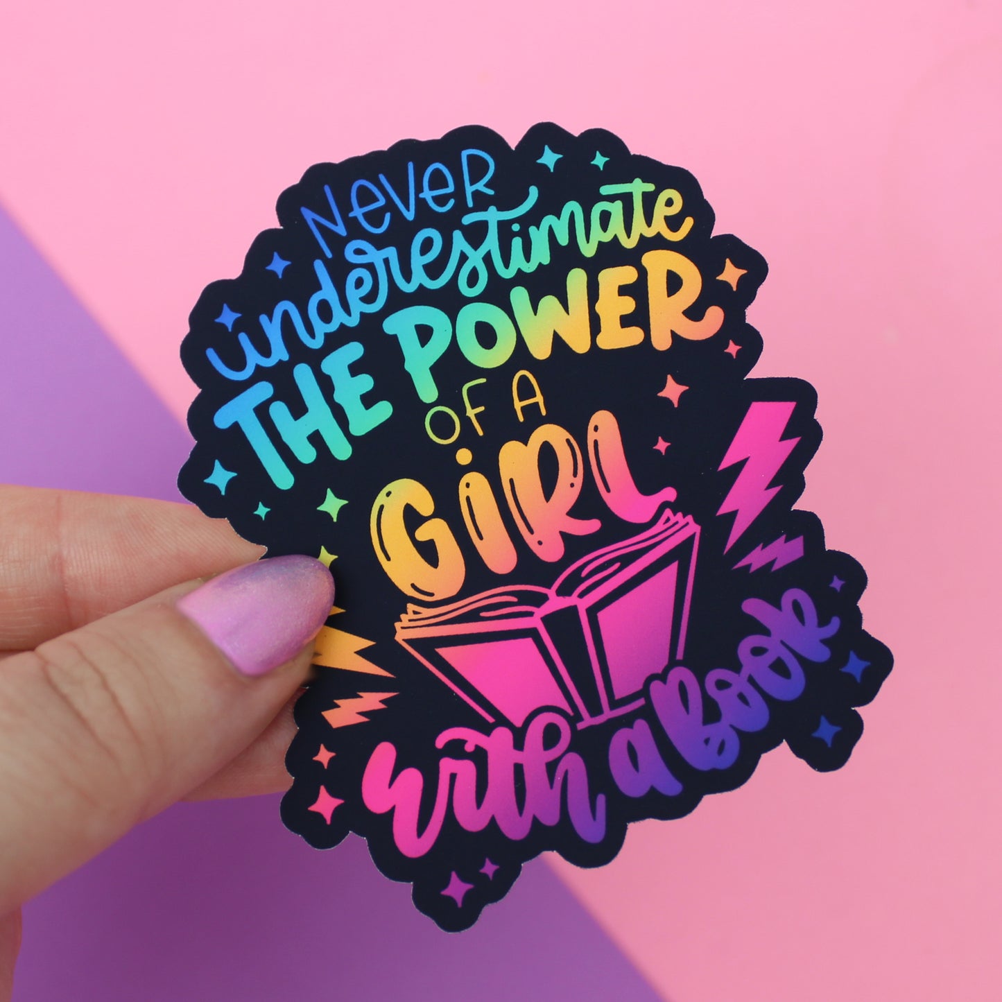 A Girl with Her Book LARGE Premium Matte Sticker