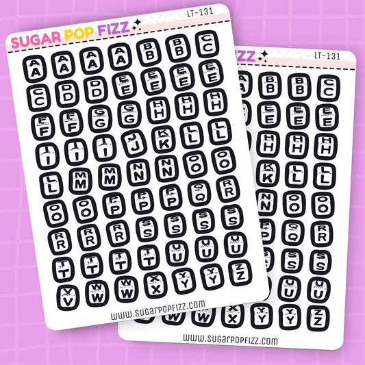 White Square Bead LETTERS SMALL - LT131