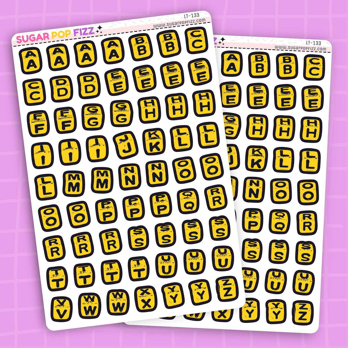 Yellow Square Bead LETTERS - LT133