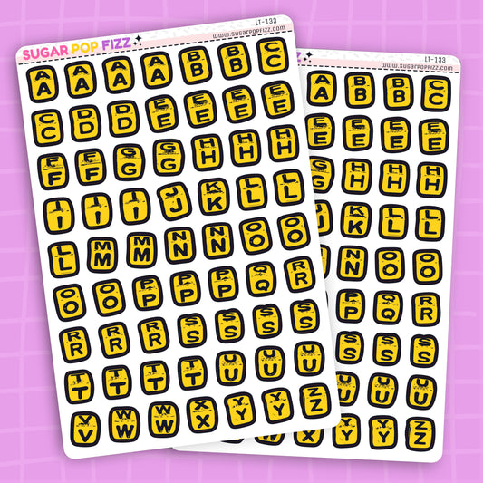 Yellow Square Bead LETTERS - LT133