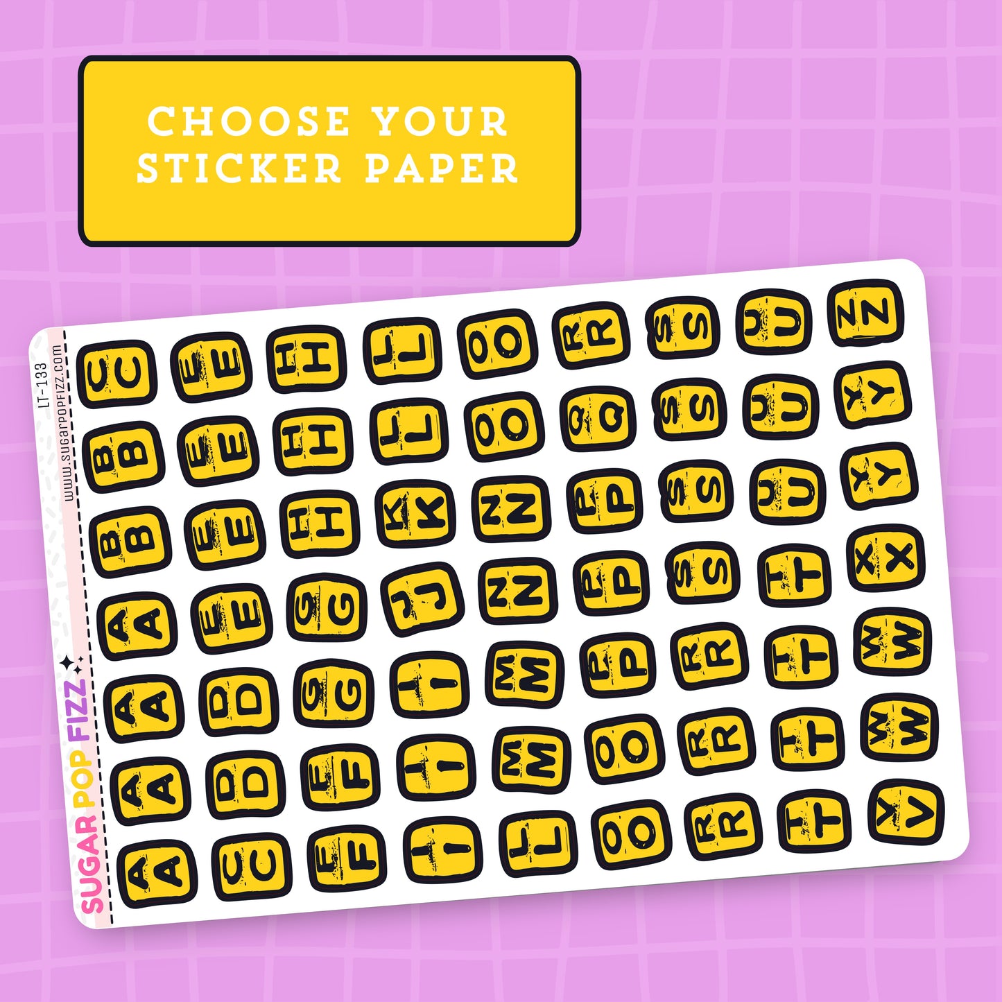 Yellow Square Bead LETTERS - LT133