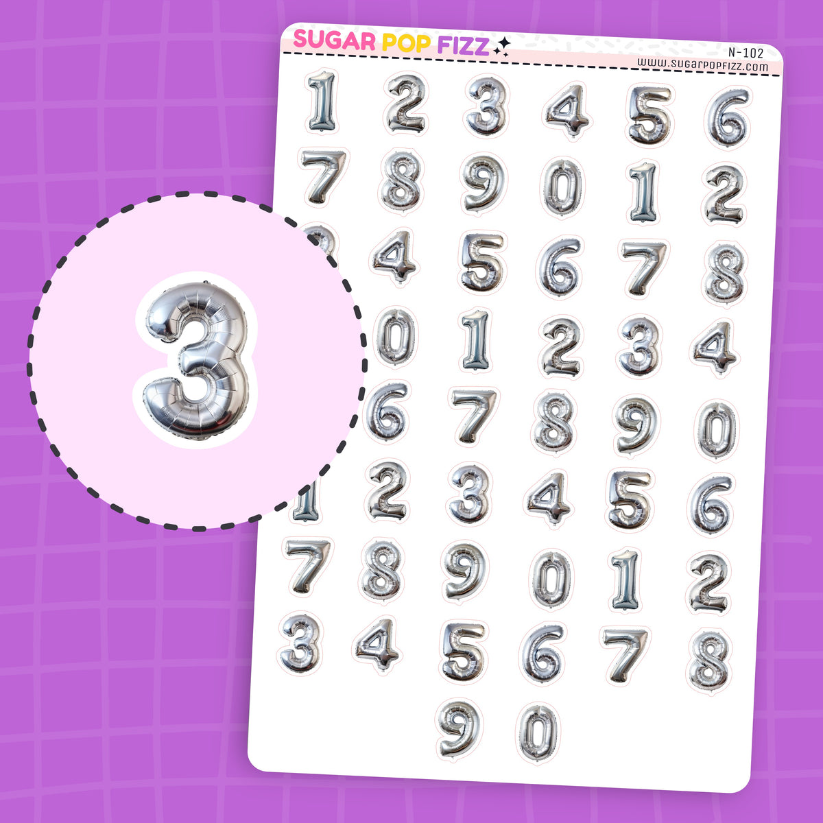 Silver Balloon NUMBERS - N102