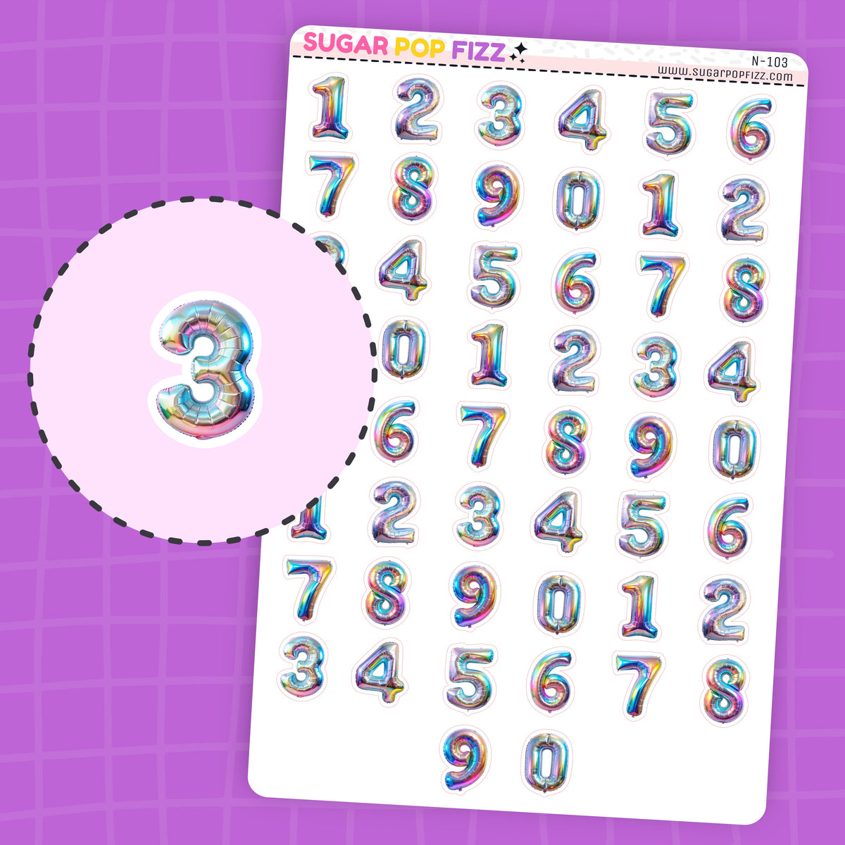 Holo Balloon NUMBERS - N103