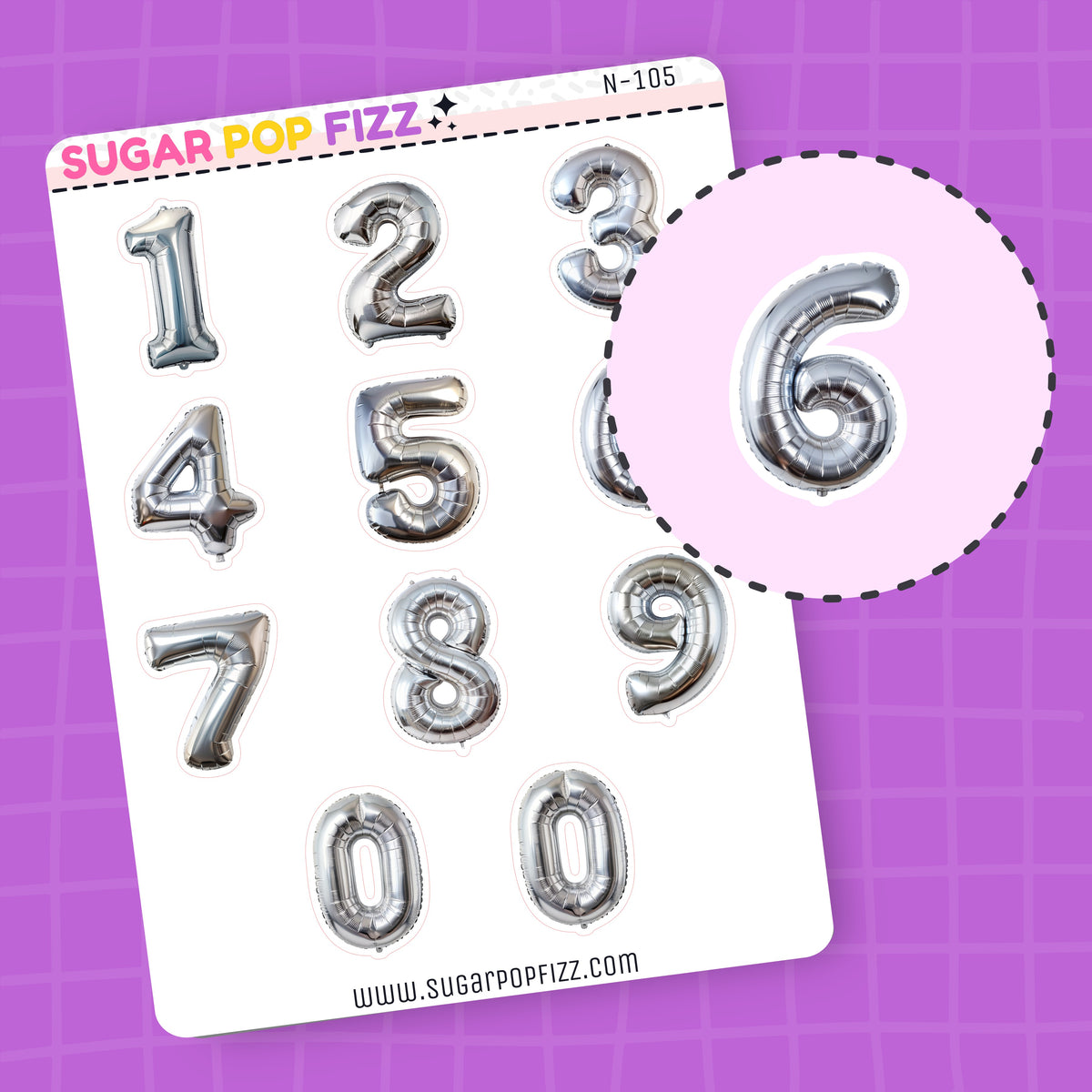 Silver Balloon LARGE NUMBERS - N105
