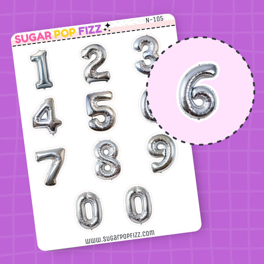 Silver Balloon LARGE NUMBERS - N105