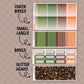 Collection of planner stickers with check boxes, small labels, boxes, and glitter headers on a brown background themed around taylor swift's evermore album.