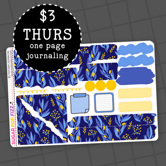 Blue Floral - $3 Thursday - Journaling