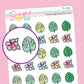 Hibiscus & Monstera Doodle Stickers - D160