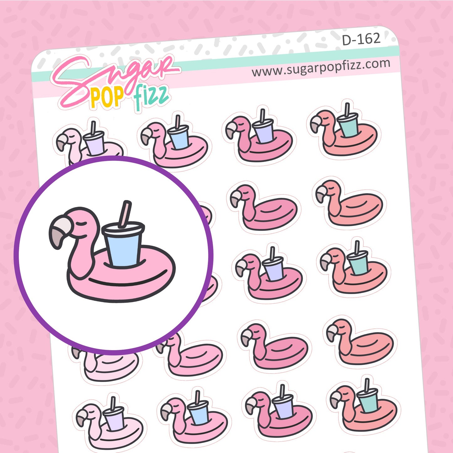 Flamingo Float Doodle Stickers - D162