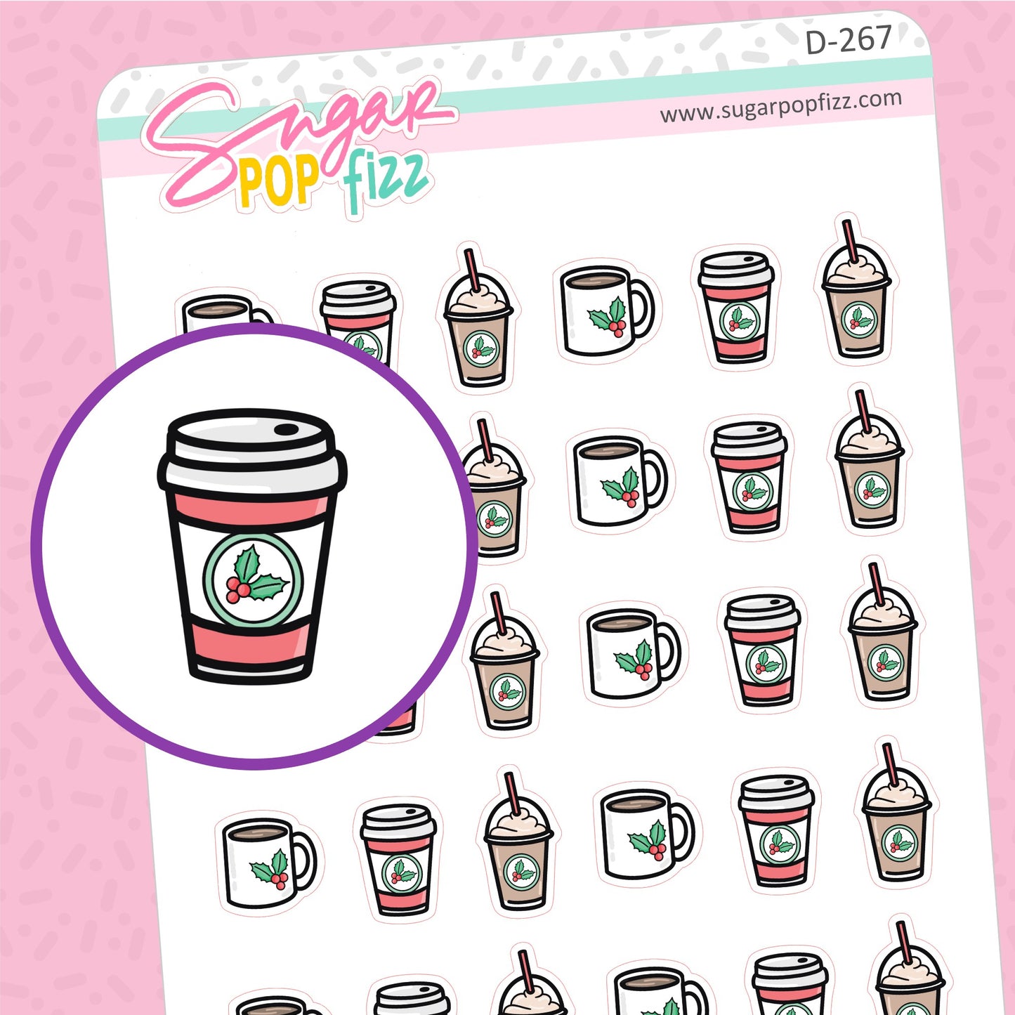 Christmas Coffee Doodle Stickers - D267