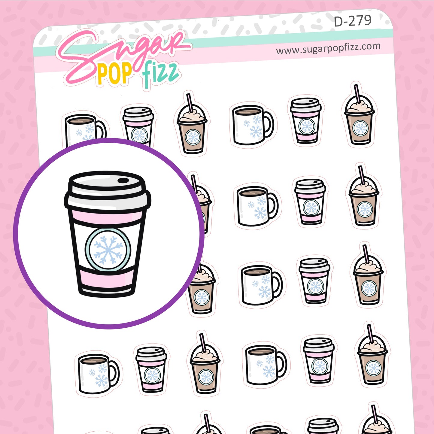 Winter Coffee Doodle Stickers - D279