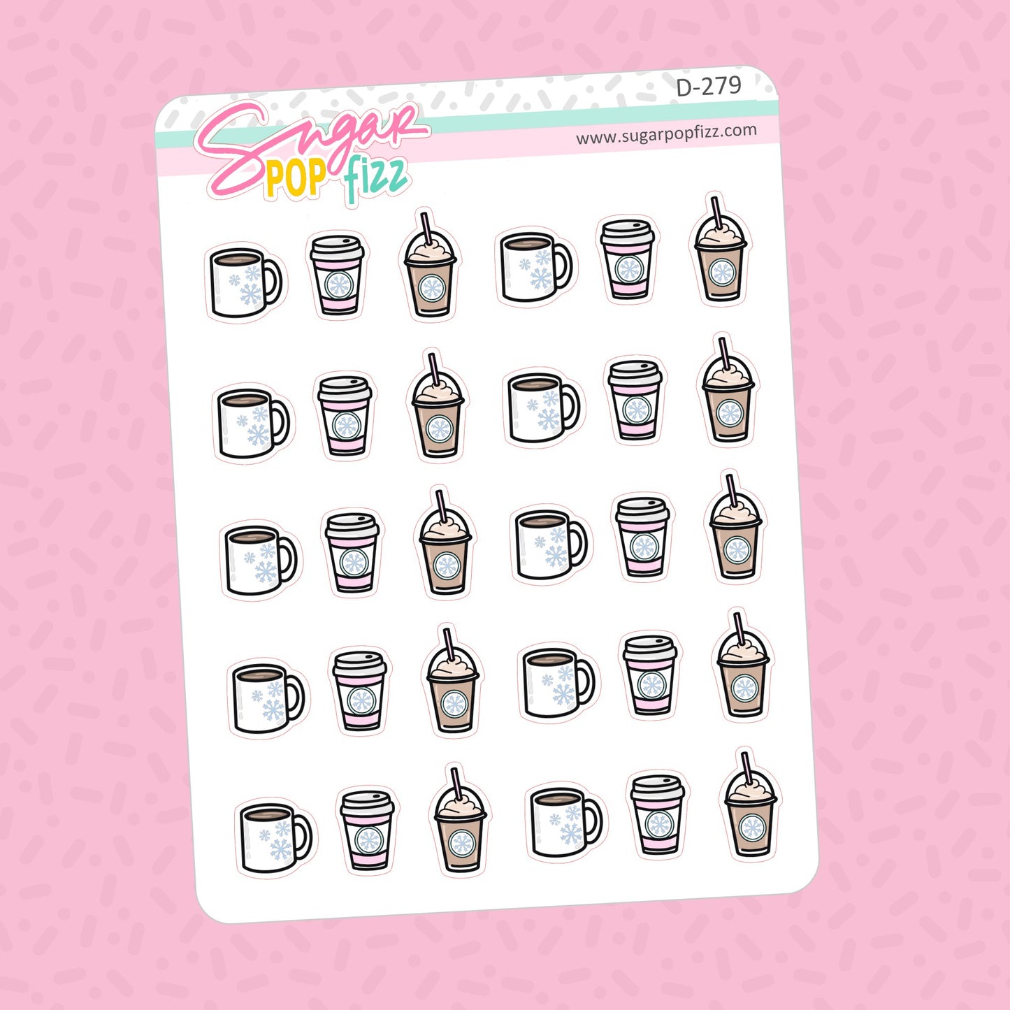 Winter Coffee Doodle Stickers - D279