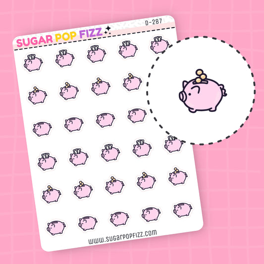 Piggy Bank Doodle Stickers - D287