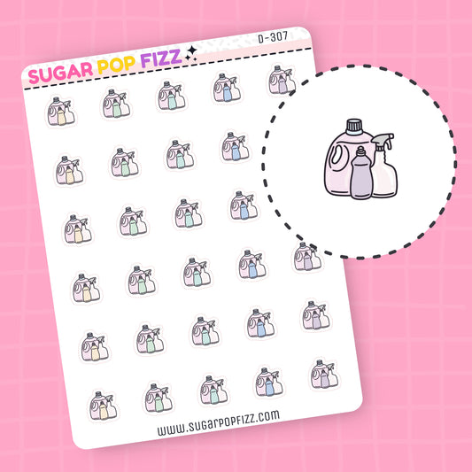 Cleaning Supplies Doodle Stickers - D307