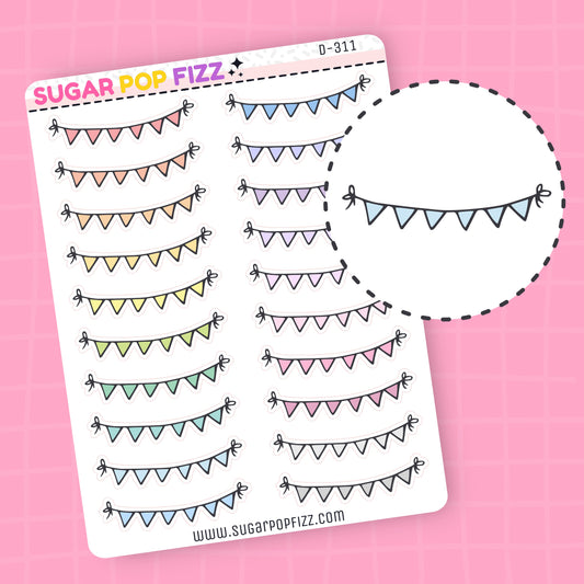 Bunting Banner Doodle Stickers (2 sizes) - D311