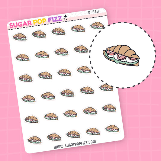 Croissant Sandwich Doodle Stickers - D313