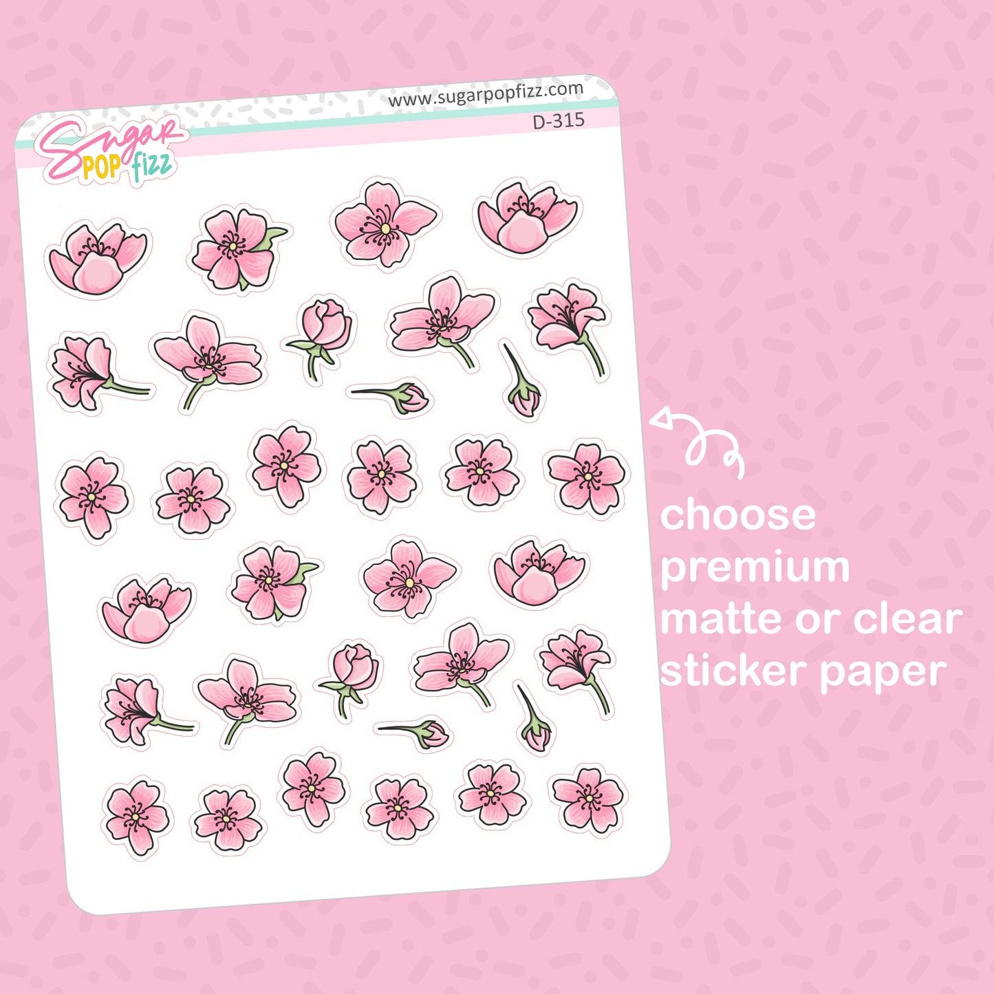 Cherry Blossoms Doodle Stickers - D315