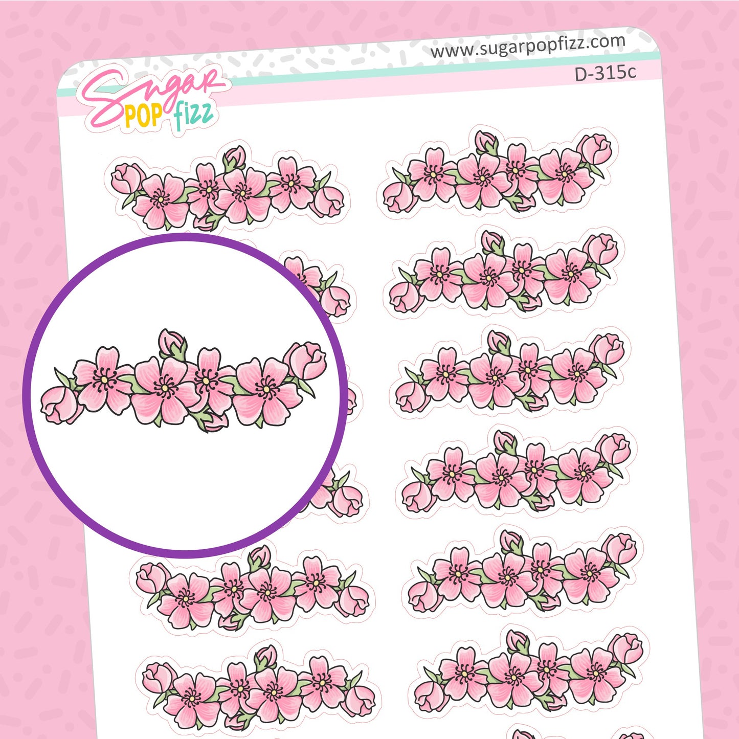 Cherry Blossom Dividers Doodle Stickers - D315c