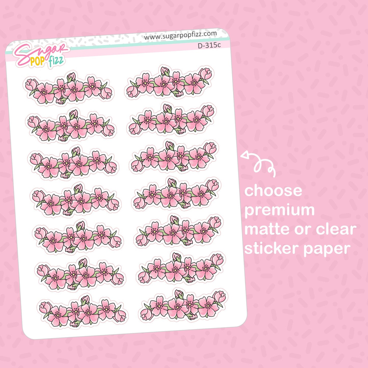 Cherry Blossom Dividers Doodle Stickers - D315c