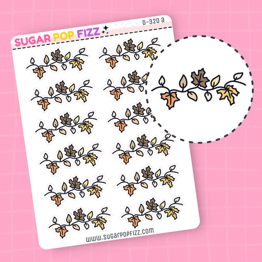 Fall Leaves Divider Doodle Stickers (2 sizes) - D320