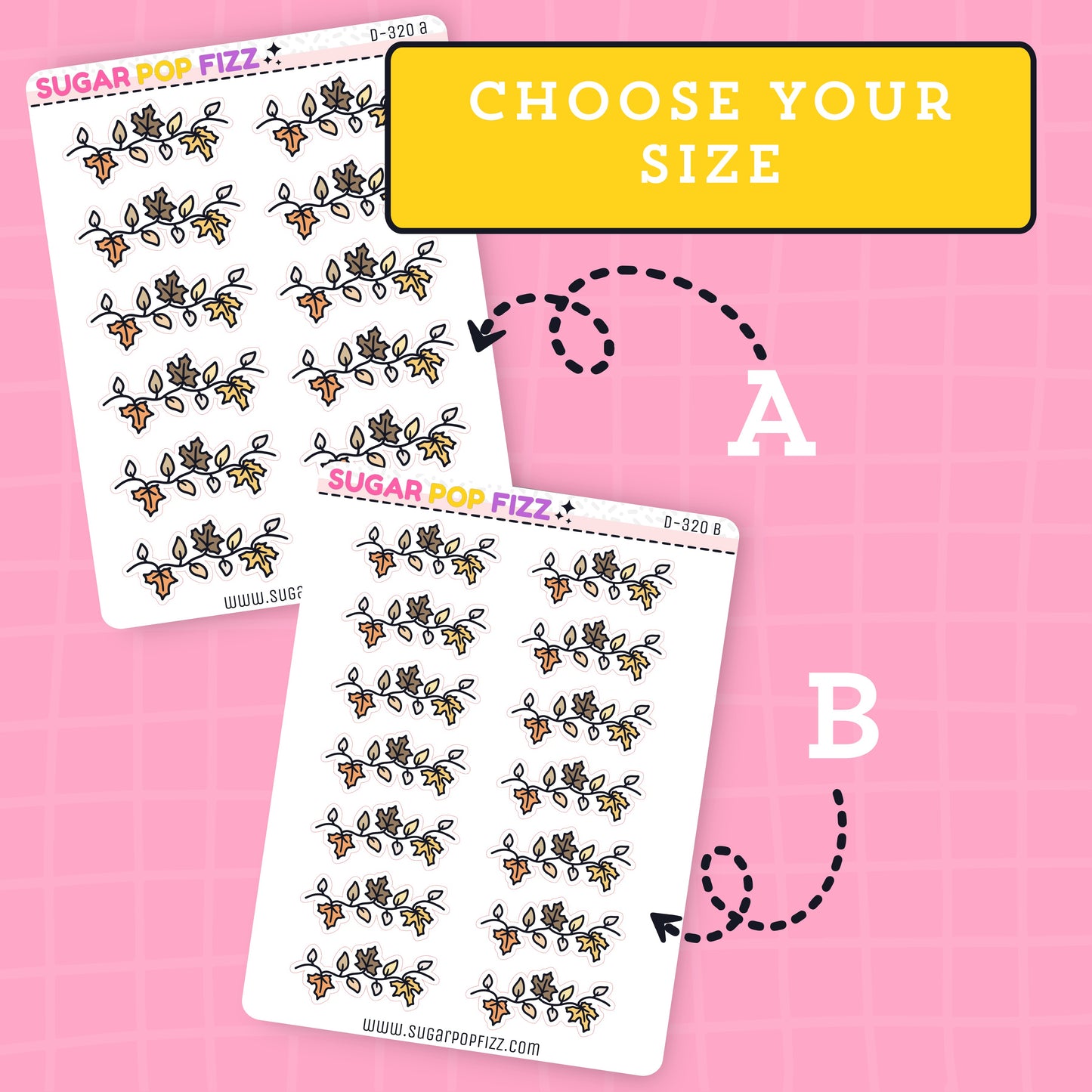 Fall Leaves Divider Doodle Stickers (2 sizes) - D320