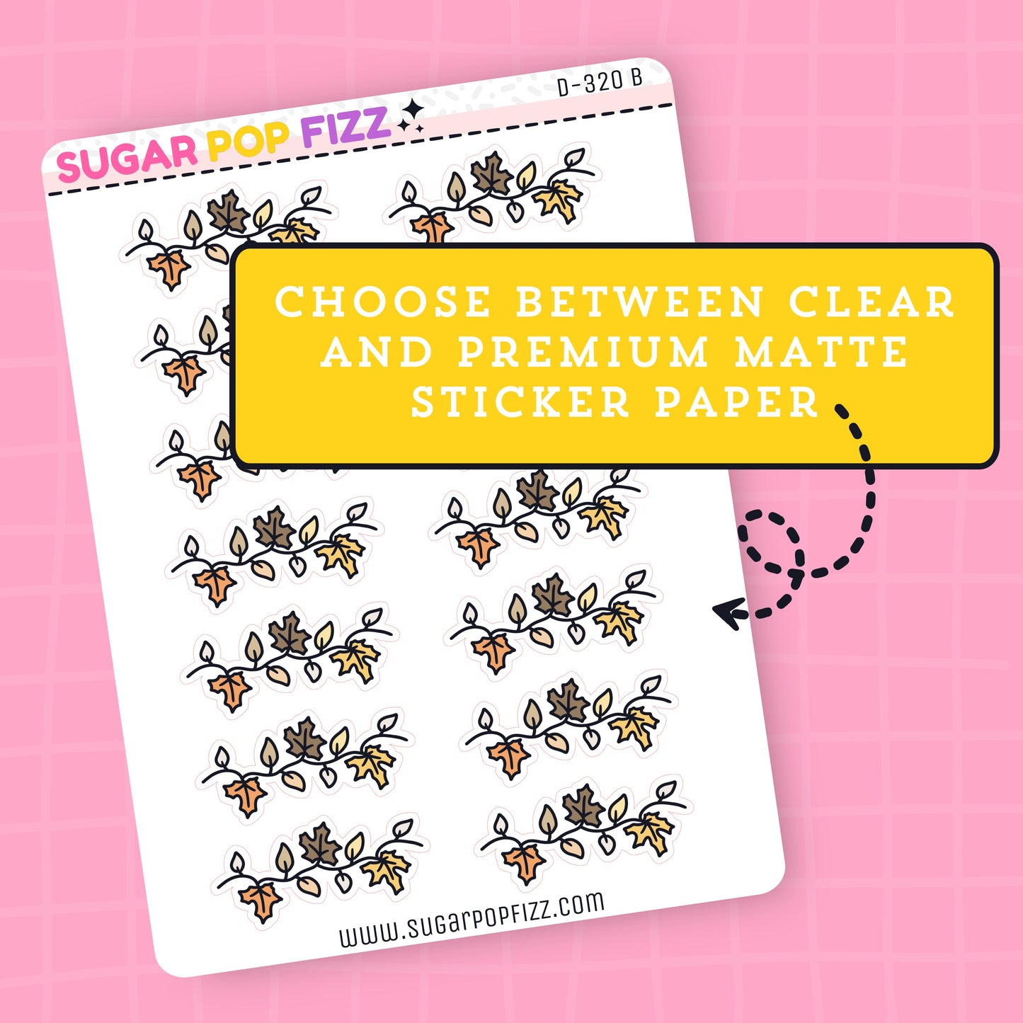 Fall Leaves Divider Doodle Stickers (2 sizes) - D320