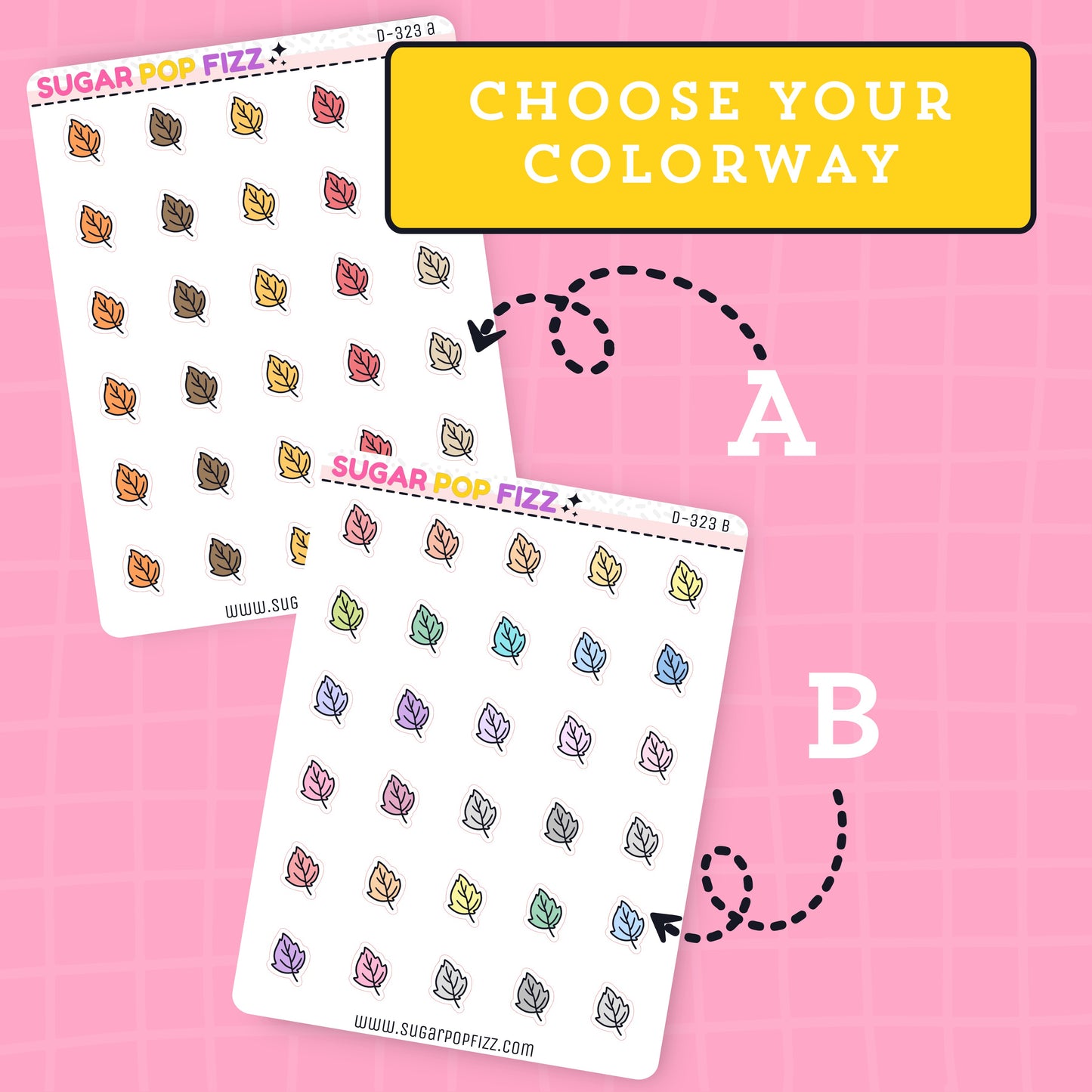 Fall Leaves Doodle Stickers (2 colorways) - D323