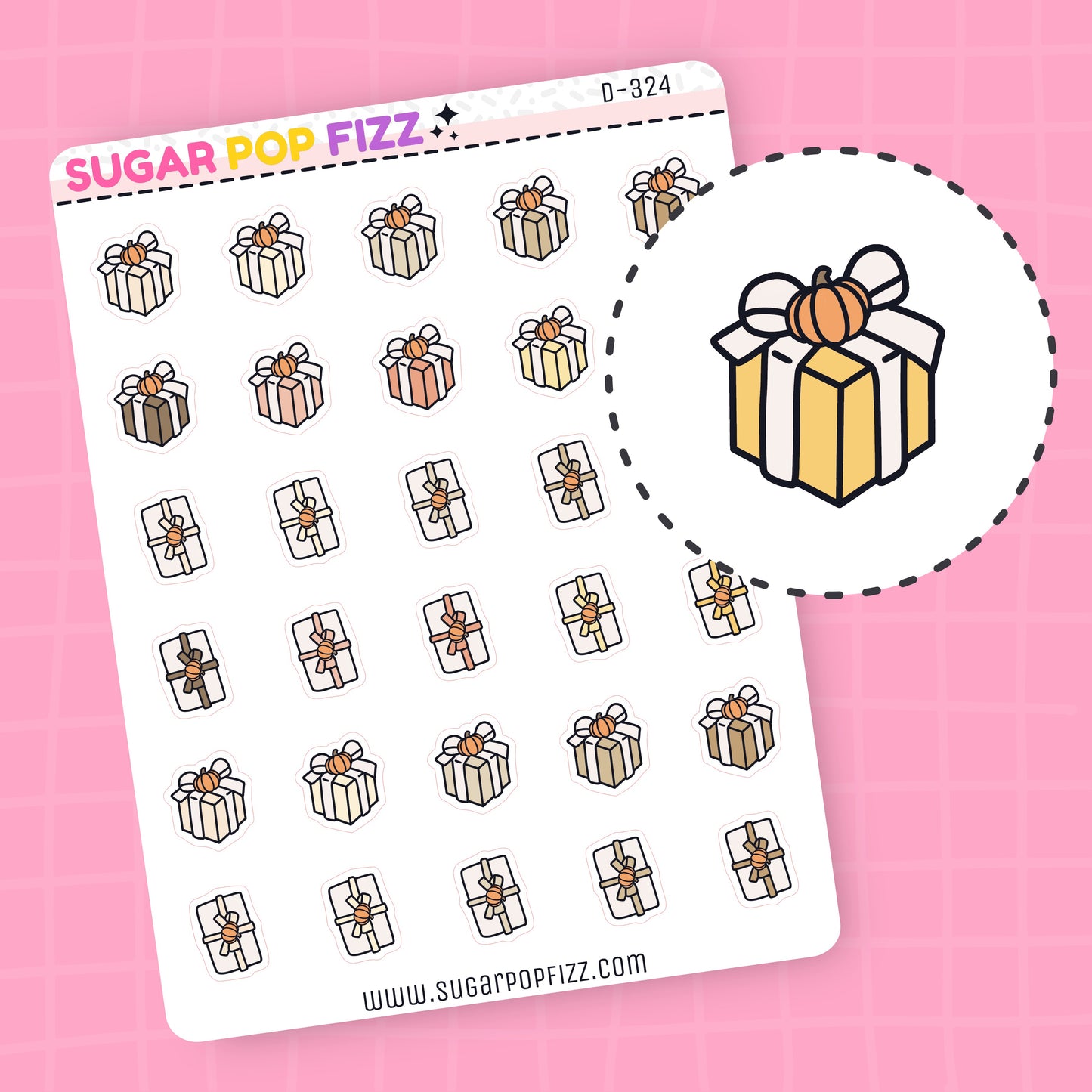 Fall Gift/Presents Doodle Stickers - D324