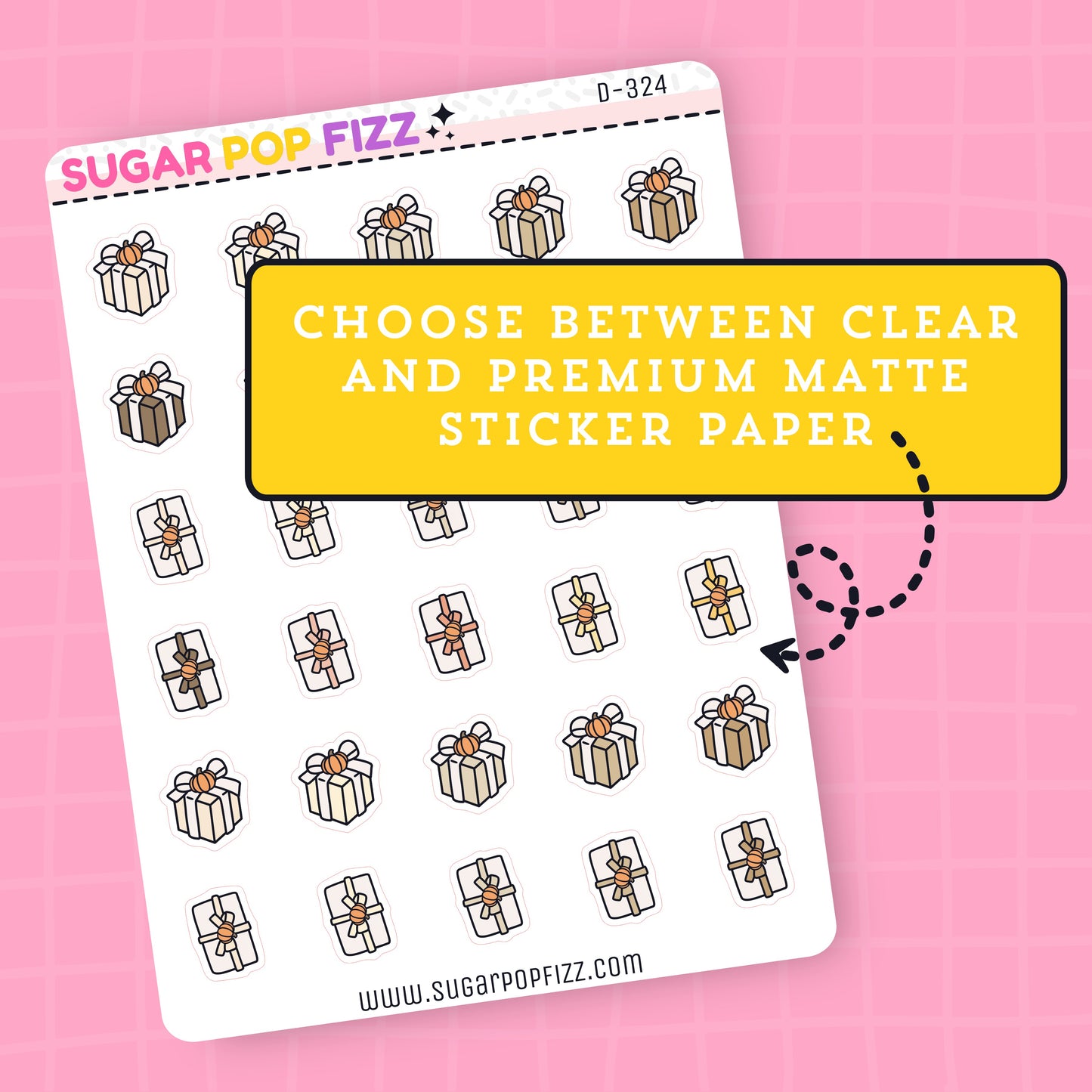 Fall Gift/Presents Doodle Stickers - D324