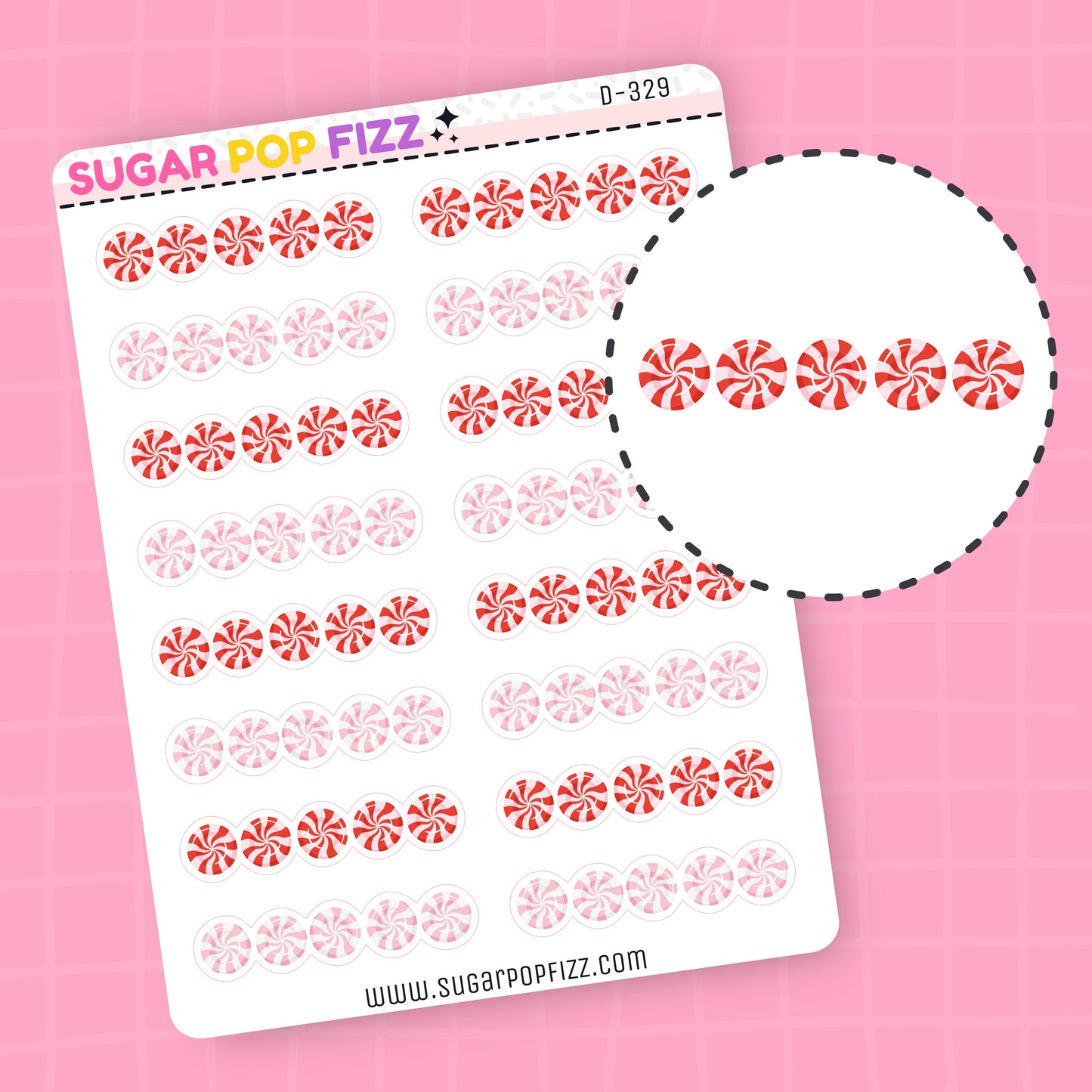 Peppermint Dividers Doodle Stickers (2 sizes) - D329