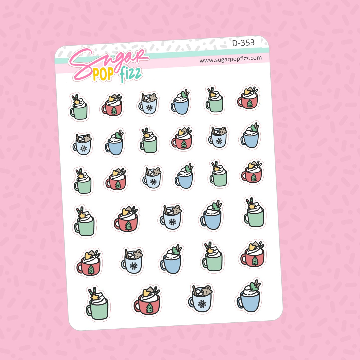 Holiday Drink Mug Doodle Stickers - D353