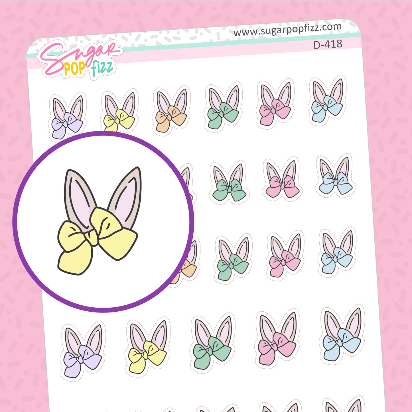 Bunny Ears Doodle Stickers - D418