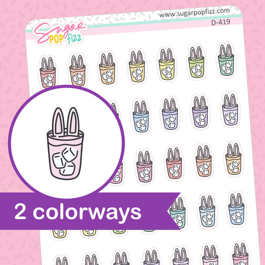 Bunny Drinks Doodle Stickers - D419
