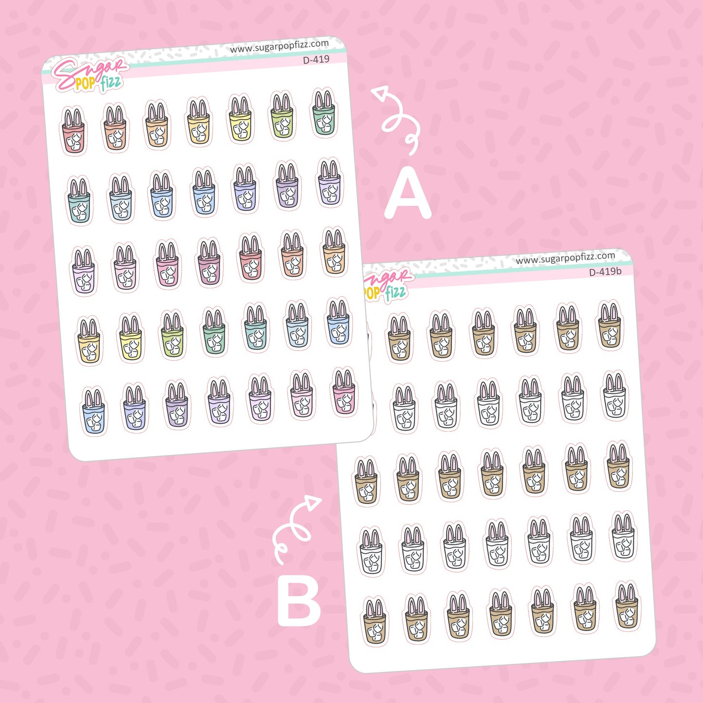 Bunny Drinks Doodle Stickers - D419