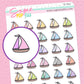 Sailboat Doodle Stickers - D562