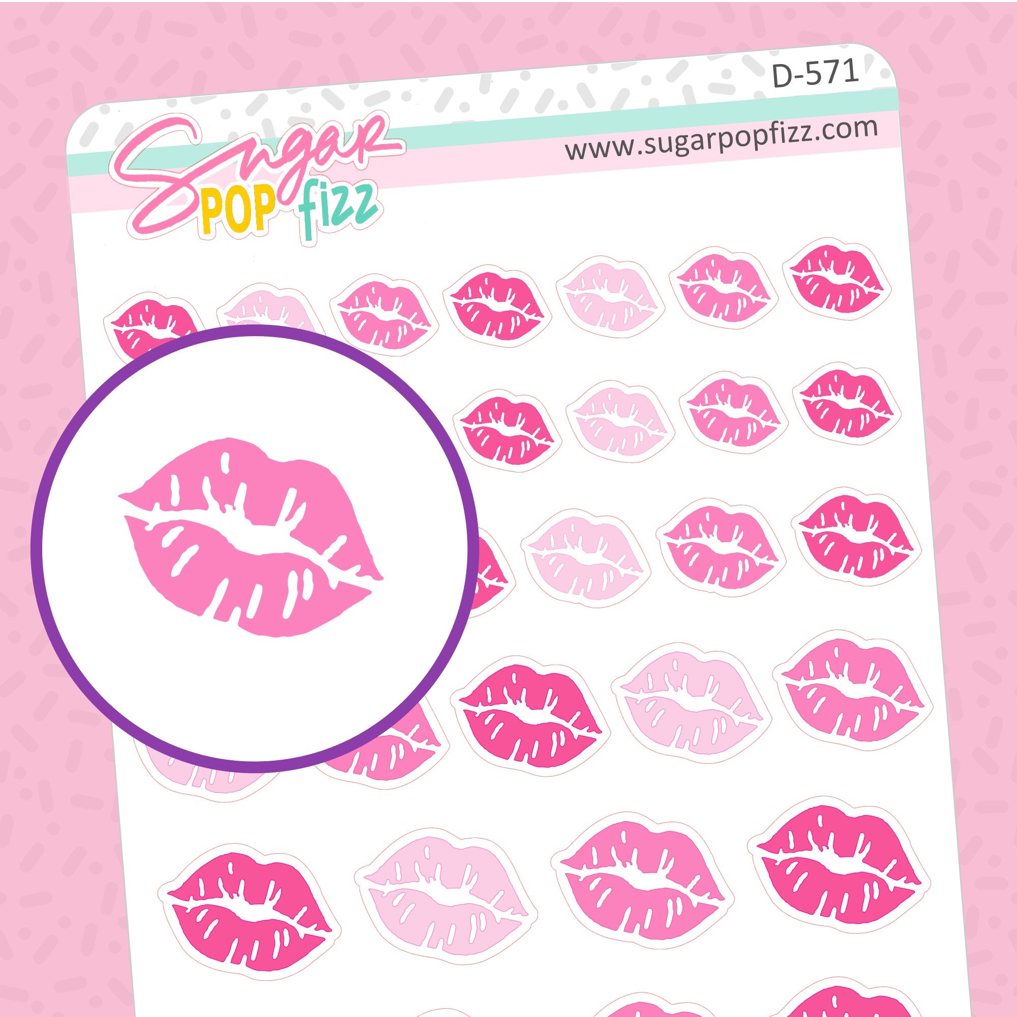 Lipstick Kiss Doodle Stickers - D571 – Sugar Pop Fizz