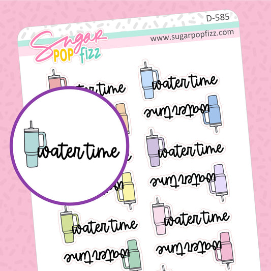 Water Time Tumbler Doodle Stickers - D585