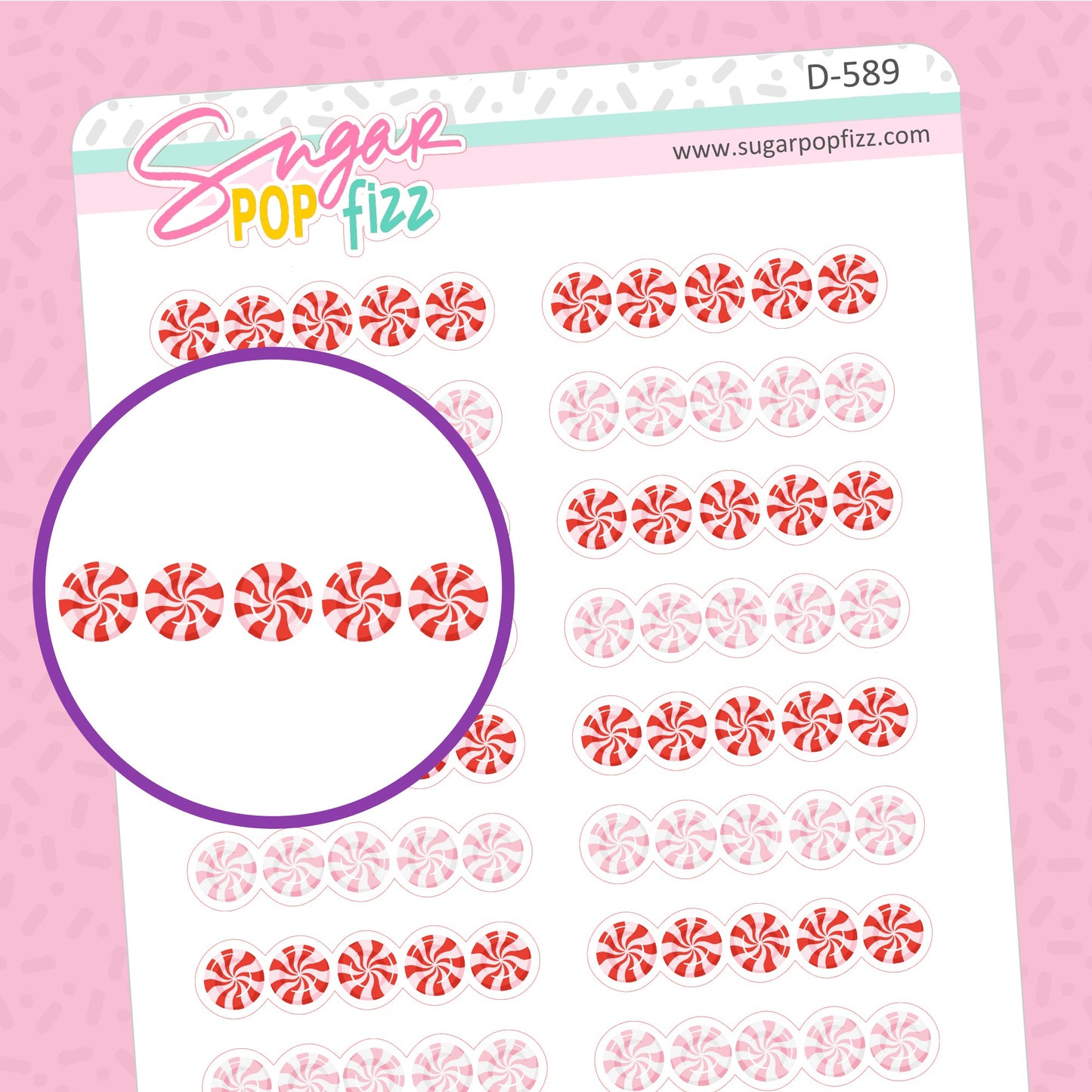 Peppermint Candy Divider Doodle Stickers - D589