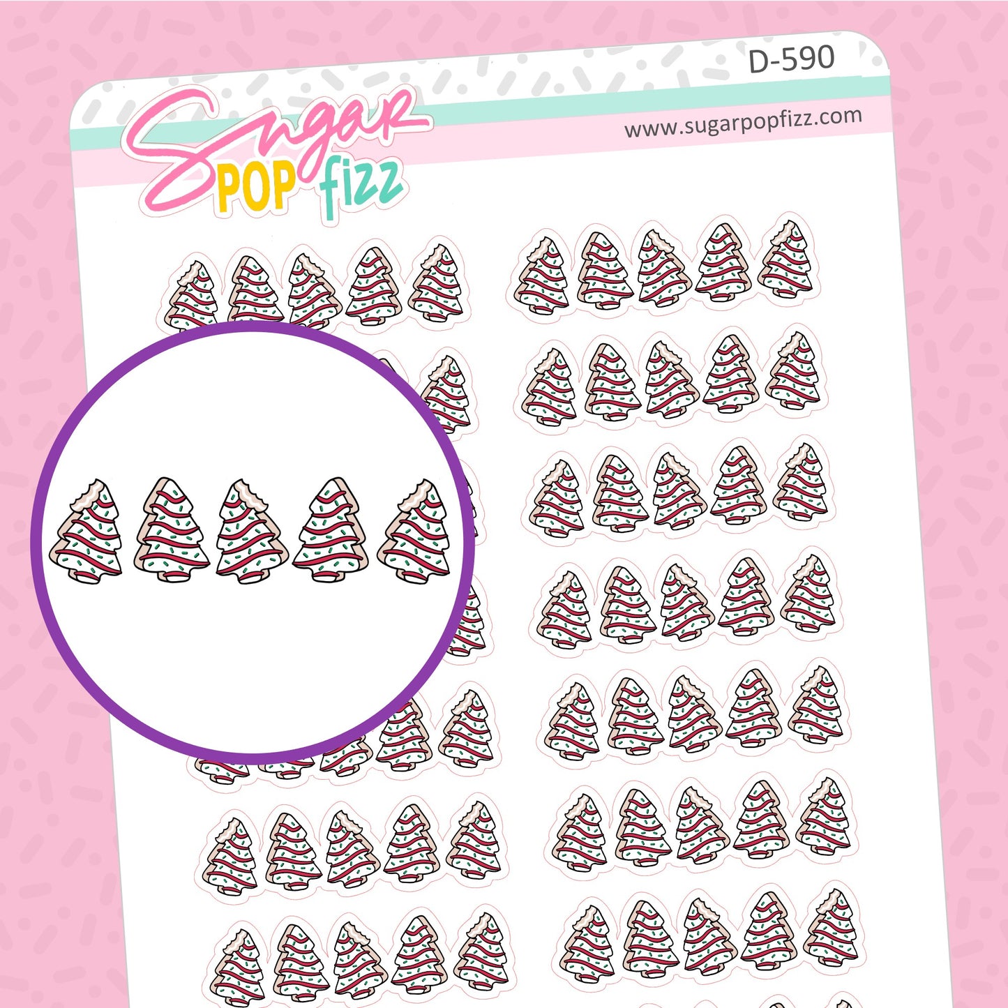 Christmas Tree Cake Divider Doodle Stickers - D590